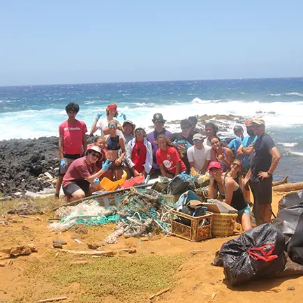 A beach cleanup is a team effort
