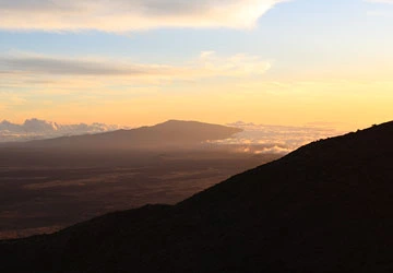 Sunset over a volcano